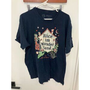 Out of Print Unisex Alice in Wonderland Lewis Carroll T-Shirt, Navy, Size XL